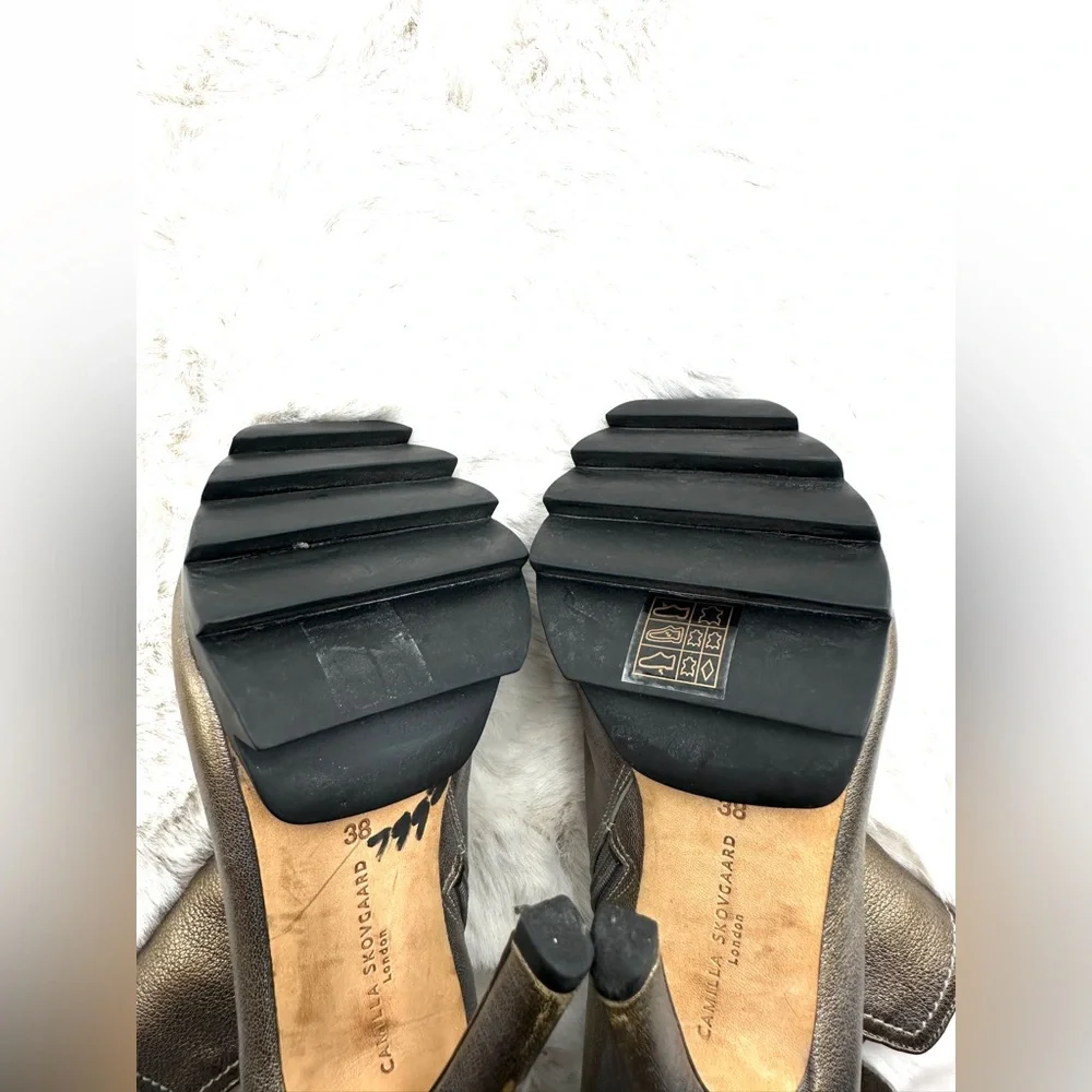 Camilla‎ Skovgaard Peep-Toe Booties size 38 US 8 Gold like NEW
